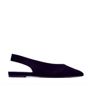 EVERLANE The V Pointed Toe Suede Black Slingback Flats